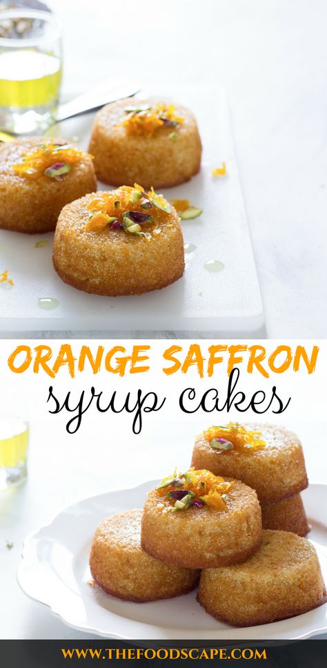 Arabian Dessert, Saffron Syrup, Citrus Cake Recipe, Basbousa Recipe, Orange Peel Recipe, Semolina Cake Recipe, Middle Eastern Dessert, Saffron Cake, Arabic Sweets Recipes