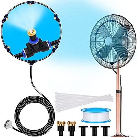 Signice Fan Misting Kit - Upgraded Adjustable 26FT Fan Misters for Cooling Outdoor with 5 Mist Nozzles DIY Water Mister Fans for Outside Patio Backyard Diy Mister Outdoor, Water Mister, Misting Fan, Patio Backyard, Outside Patio, Diy Water, Amazon Home, Nozzles, Luxury Store