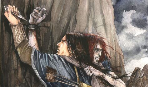 Maedhros getting rescued by Fingon from the cliffs at Thangorodrim. Maedhros lost his hand as a result. Love this artist... Maedhros And Fingon, Tolkien Elves, Tolkien Books, Middle Earth Art, Tolkien Art, Lotr Art, Jrr Tolkien, Arte Fantasy, Book Inspiration