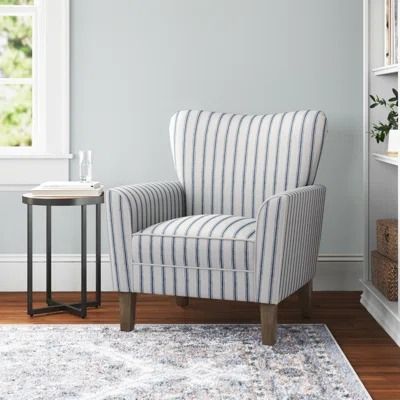 Ivy Bronx Kandyn 29.7" W Modern Soft Stripe Upholstered Swivel Barrel Chair with Removable Cushion | Wayfair Coastal Farmhouse Style, Quick Coffee, Swivel Barrel Chair, Beachcrest Home, Barrel Chair, Accent Chairs For Living Room, Seating Arrangements, Wood Legs, Stripes Pattern