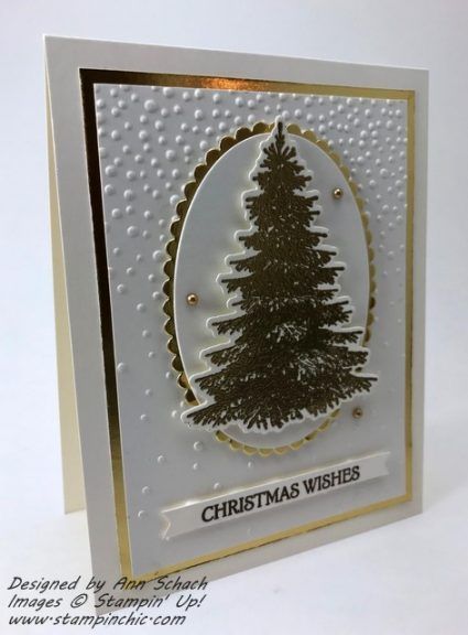 Paper Players 413: Easy Elegant Christmas Card - The Stampin' Schach Stampin Up Weihnachten, Christmas Card Tutorials, Stamped Christmas Cards, Simple Christmas Cards, Winter Woods, Paper Smooches, Wood Card, Homemade Christmas Cards, Stampin Up Christmas Cards