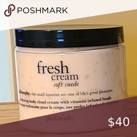 NEW SEALED PHILOSOPHY FRESH CREAM SOFT SUEDE CLOUD CREAM 16OZ Philosophy Fresh Cream, Vanilla Bourbon, Fresh Cream, Talenti Ice Cream, Soft Suede, Bourbon, Philosophy, Caramel, Vanilla