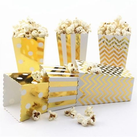 12PCS Gold/Silver Metallic Mini Party Paper Popcorn Boxes Candy/Sanck Favor Bags Wedding Birthday Movie Party Supplies Custom Popcorn Boxes, Birthday Movie, Popcorn Cups, Gold Popcorn, Popcorn Packaging, Popcorn Containers, Popcorn Boxes, Popcorn Snacks, Popcorn Party