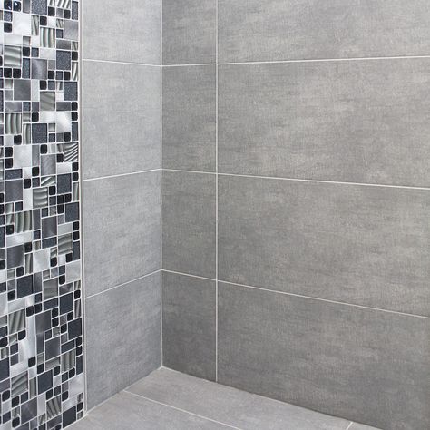 Light Grey Shower Tile Ideas, Light Grey Bathroom Floor, Grey Bathroom Wall Tiles, Grey Bathroom Floor, Light Grey Bathrooms, Gray Bathroom Walls, Gray Shower Tile, Grey Wall Tiles, Grey Bathroom Tiles