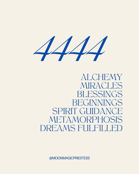 Comment✨🪽✨4444✨🪽✨if this resonates. The ethereal essence of Angel Number 4444 embodies a beacon of light and darkness, calling you to practice discernment while encompassing wisdom and intuition through challenging moments. By harnessing your inner radiance, you can gracefully conquer obstacles, transforming them into portals for soul growth and profound self-discovery. You hold the power to create the life you desire, priestess. 🤍 @moonmagicpriestess #moonmagicpriestess #444 #4444 #angel... 4 44 Angel Number, 444 Twin Flame Number, 4444 Angel Numbers, Uncommon Angel Numbers, 1010 Portal, 111meaning Angel, 444 Meaning, 4:44 Meaning Angel, Aura Angel Number 999 Release Poster