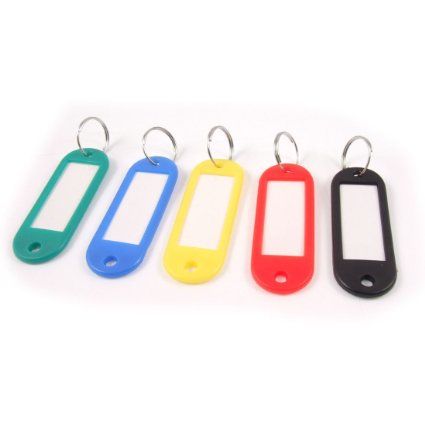 Amazon.com - Como 50 Pcs Plastic Keychain Key Tags ID Label Name Tags Split Ring Plastic Keychain, Label Name, Key Tags, Key Covers, Office Organization, Split Ring, Id Tag, Name Tags, Name Cards