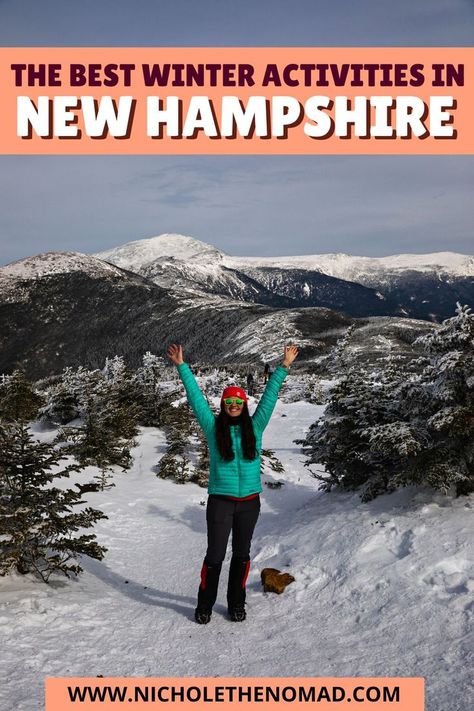 Although many people only visit New Hampshire in the summer and fall, it is a beautiful winter destination! Whether you want to ski the day away, enjoy a winter scenic drive, explore ice castles, or enjoy a cozy stay in a cabin, New Hampshire has something to do in the winter for everyone. This guide has everything you need to know about the best winter activities in New Hampshire! New Hampshire Winter, Things To Do In Winter, Winter Things, United States Photography, Scenic Railroads, Hiking Photography, Ice Castles, Adventure Guide, Winter Getaway