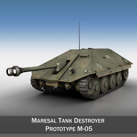 Maresal M05 - Romanian Tank Destroyer 3D Model- Originally modelled in cinema4D. Detailed enough for close-up renders. The zip-file contains bodypaint textures and standard materials. Features: - Inside scene: - model - 9 textures - No cleaning up necessary, just drop your models into the scene and start rendering. - No special plugin needed to open scene. - Phong shading interpolation / Smoothing - 35° - c4d Version R16 - Polygones - 160842 Vertices - 89755 - 136 Objects - 9 textu Military Crafts, Tank Destroyer, Native American Artifacts, German Tanks, Tanks Military, Armored Vehicles, Skin So Soft, Body Painting, Military Vehicles