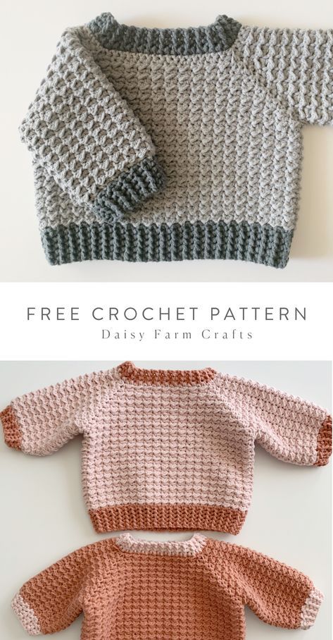 Crochet Baby Projects, Crochet Baby Sweater Pattern, Crochet Baby Sweaters, Crochet Baby Sweater, Baby Sweater Patterns, Pull Crochet, Farm Crafts, Crochet For Boys, Haken Baby