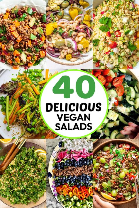 Are you tired of the same old boring salads? In a world where plant-based diets are on the rise, these 40 Satisfying Vegan Salads are the perfect solution for those seeking a satisfying and nourishing meal or side dish. Using fresh, vibrant colorful ingredients and creative flavor combinations, these salads are anything but bland! Plant Based Salads, Gluten Free Pasta Dinner, Best Vegan Salads, Roasted Root Veggies, Vegan Salads, Vegan Salad Recipes, Vegan Sides, Easy Pasta Salad, Fun Salads