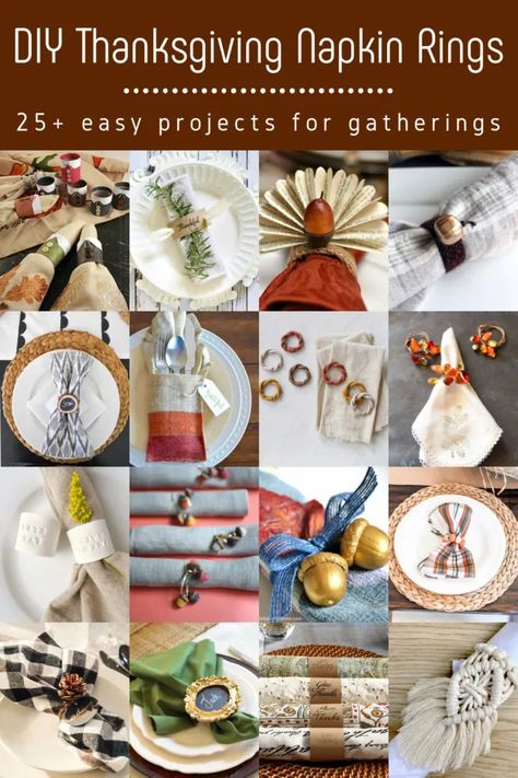 Thanksgiving Napkin Rings, Easy Diy Thanksgiving, Place Settings Thanksgiving, Fall Napkins, Napkin Rings Diy, Hello Holiday, Thanksgiving Napkins, Fun Fall Crafts, Mod Podge Crafts