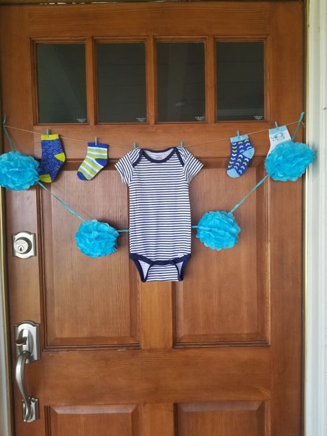 Baby Shower Front Door Decor, Baby Shower Door Decoration, Baby Shower Front Door, Elephant Baby Shower Theme, Baby Shower Deco, Boy Baby Shower, Elephant Baby Shower, Elephant Baby, New Baby Boys