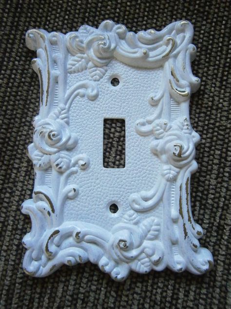 Shabby White Chic Victorian Lightswitch Cover Plate by Shabbinest, $8.00 Victorian Room, Victorian Bedroom, White Chic, Shabby Chic Bathroom, Shabby Chic Bedrooms, White Shabby Chic, Victorian Decor, Shabby Chic Diy, Light Switch Plate