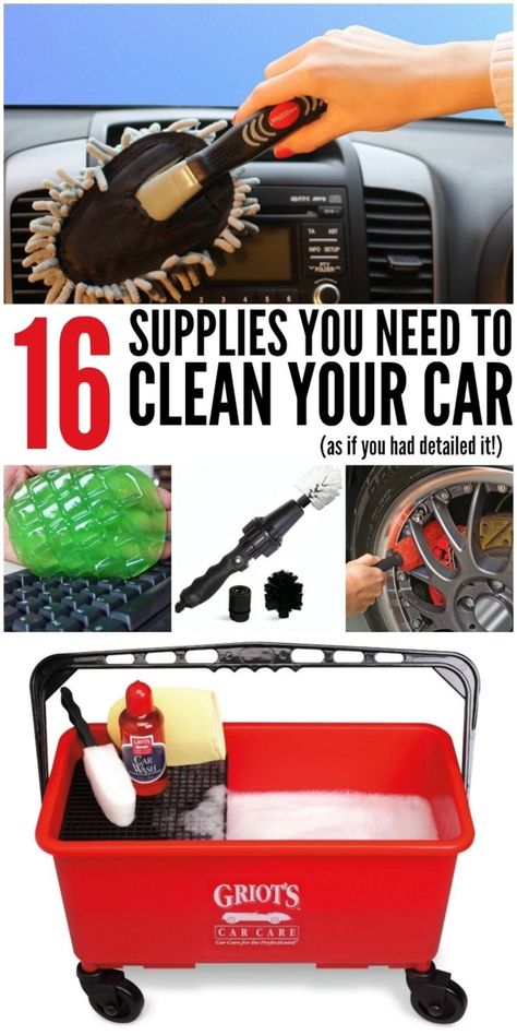 Here are all the supplies you need to clean your car as if you had detailed it! With these tools, you could make car detailing move from an item in your Wishlist that you only get to achieve occasionally to your everyday reality. Car Cleaner Interior, Car Cleaning Supplies, 1000 Lifehacks, Automotive Detailing, Car Care Tips, Dashboard Car, Crazy House, Car Cleaner, Car Fix