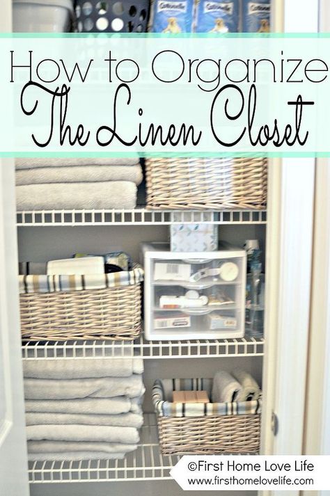 Linen Closet Organization and a Peek at My Closet Pharmacy - Great ideas on how to store and keep medicines/pharmacy items hidden yet completely functional and… Toilet Closet, Organizing Linens, Linen Closet Organization, Linen Closet, Organizing Your Home, Cleaning Organizing, My New Room, Organization Ideas, Home Hacks