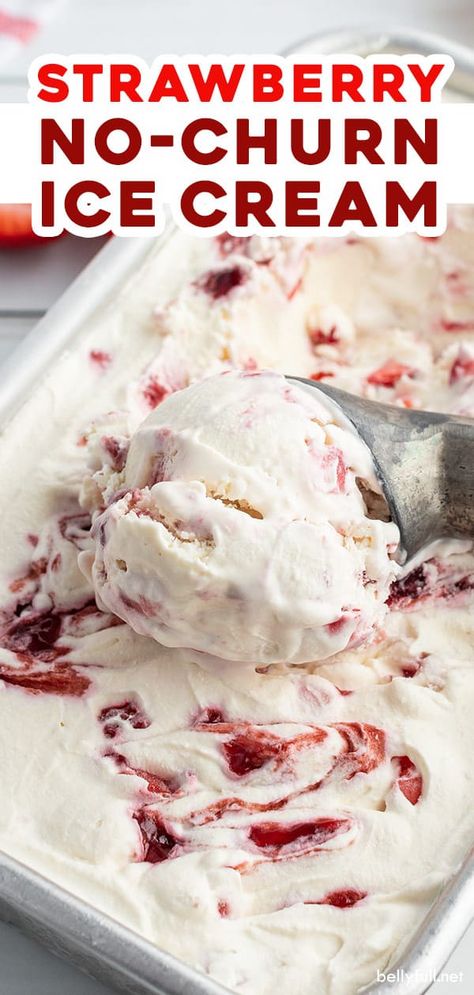 No fancy appliance needed here! This no churn ice cream loaded with strawberry jam and pieces of fresh fruit strawberries is rich, creamy, and so easy, anyone can make it! Great for an after dinner dessert or a weekend brunch, during the summer or anytime! No Churn Strawberry Ice Cream, Strawberry Ice Cream Recipe, Churn Ice Cream, Ice Cream Stand, Peach Ice Cream, Ice Cream Base, Easy Budget, Chocolate Chip Ice Cream, No Churn Ice Cream