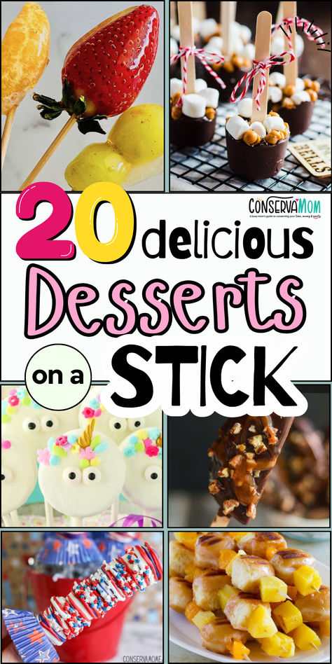 Desserts on a stick Dessert For Kids Party, Fun Desserts To Make With Kids, Easy Snacks For Kids To Make, Kids Dessert Ideas, Food On A Stick Ideas, Desserts To Make With Kids, Fun Desserts For Kids, Desserts On A Stick, Dessert On A Stick