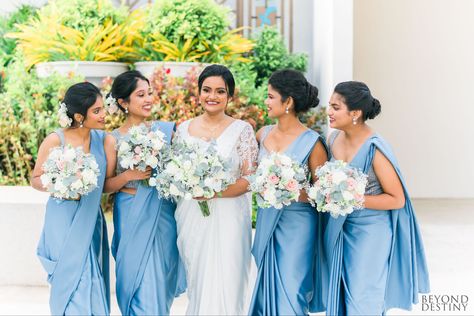 Blue Bridesmaid Saree, Light Blue Wedding Saree, Pastel Blue Bridesmaid, Groom Clothes, Indian Wedding Bridesmaids, Indian Bridal Party, Bridesmaid Sarees, Light Blue Bridesmaid, Indian Bridesmaids