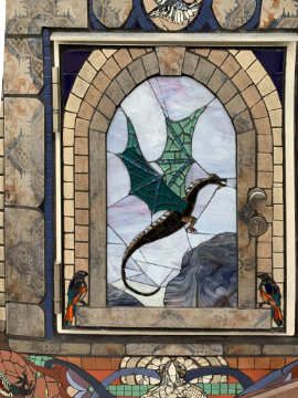 Robert Markey - Murals and Mosaics Dragon Mosaic, Mosaic Mural, Mosaic Animals, Mosaic Murals, Broken Mirror, Making Stuff, Mirror Mosaic, Dragon Lover, Mosaic Wall Art