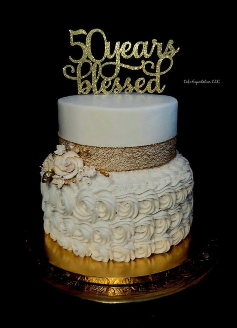 50th Birthday Cake 50th Birthday Ideas For Women Gold And White, 50 Birthday Cake For Women Elegant, 50th Birthday Cake For Women, Birthday Cake For Women Elegant, Birthday Cakes For Women, 50th Birthday Cake, Cakes For Women, 50th Birthday, Cupcake Cakes