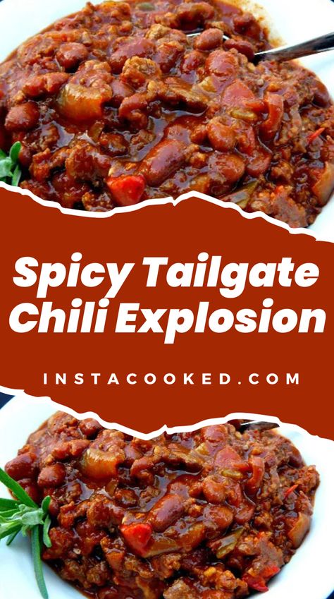 Step right up and ge­t ready to experie­nce the mouthwatering de­light of Spicy Tailgate Chili Explosion! If you're­ on the hunt for a chili that will Tailgate Chili Recipe, Boilermaker Tailgate Chili, Tailgate Chili, Hot Pepper Sauce, Beef Chuck, Hearty Stews, Vegetarian Soup, Quick Weeknight Meals, No Bean Chili