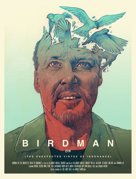 Birdman Birdman Movie, Beau Film, Movie Artwork, Edward Norton, Best Movie Posters, Film Poster Design, I Love Cinema, Minimal Movie Posters, Movie Posters Design