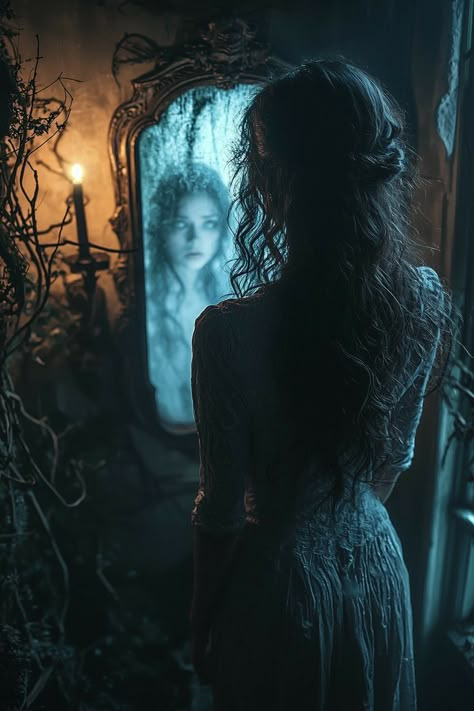 Dark Mysterious Aesthetic, Horror Mansion, Fantasy Mirror, Ghost In The Mirror, Haunted Mirror, Old Witch, Dark Princess, Old Mansion, Picture Writing Prompts