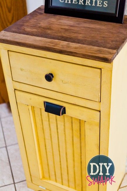 DIY Tilt-Out Trash Bin Laundry Inspiration, Trash Can Cabinet, Dog Food Storage Containers, Dog Food Container, Recycle Bin, Money Pit, House Crafts, Woodworking For Kids, Woodworking Joints