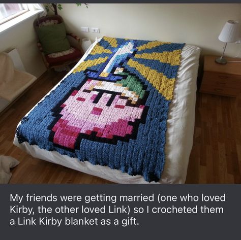 Kirby Bedroom, Kirby Blanket, Nintendo Crochet, Billie Eilish Birthday, Crochet Inspo, Pixel Art Pattern, Granny Square Blanket, Square Blanket, Crochet Granny