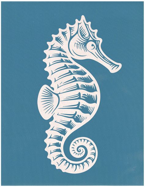 Solitary Seahorse Ready-To-Use stencils come in 3 sizes, or as a digital download: Regular, 8.5"x11" - Medium, 5.5"x8.5" - Small, 4.25"x5.5" This stencil features a seahorse with a patterned body, detailed to showcase the creature’s unique texture and form. The seahorse is depicted in a classic profile view, emphasizing its curled tail and distinctive shape. The style marries a naturalistic silhouette with decorative elements, adding a whimsical charm. It would be delightful to print on various Naturalistic Design Drawing, Seahorse Svg, Sea Horse Tattoo, Seahorse Outline, Screen Printing At Home, Seahorse Artwork, Screen Printing Stencil, Seahorse Print, Seahorse Design