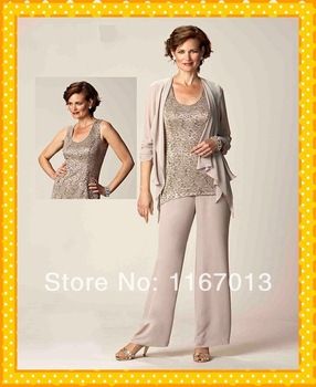 2014 Chiffon Lace Nude Mother Of The Bride Pant Suits With Jacket Long Sleeve Sequins Gorgeous For Weddings Party Dress Gown New Mother Of The Bride Suits, Bride Suit, Chiffon Jacket, Mother Of The Bride Gown, Pant Suits, Mother Of The Bride Outfit, Mother Of Bride, Long Sleeve Sequin, Bride Gowns