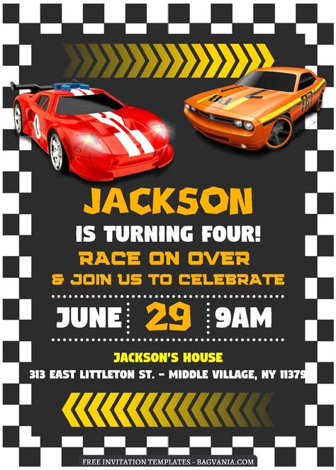 Get (Free Editable PDF) Race Day Madness Hot Wheels Birthday Invitation Templates #free #freeinvitation2019 #birthday #disney #invitations #invitationtemplates Hotwheels Birthday Party Invitations Free, Hot Wheels Birthday Invitations Free, Hot Wheels Invitations Template, Hot Wheels Invitations, Birthday Party Invitations Free, Hotwheels Birthday Party, Hot Wheels Party, Hot Wheels Birthday, Happy 5th Birthday