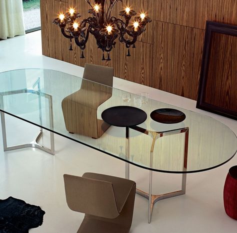 Glass Dinning Table, Gallotti Radice, Modern Glass Dining Table, Stainless Steel Dining Table, Glass Round Dining Table, Steel Dining Table, Glass Top Dining Table, Metal Dining Table, Glass Furniture