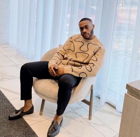 Black Man Causal Outfits, Summer Looks Men Aesthetic, Men Outfit For Concert, Classy Black Mens Fashion, Black Male Teacher Outfits, Platform Loafers Outfit Men, Grown Man Outfits, Black Men Sweater Outfit, Black Men Dressed Up