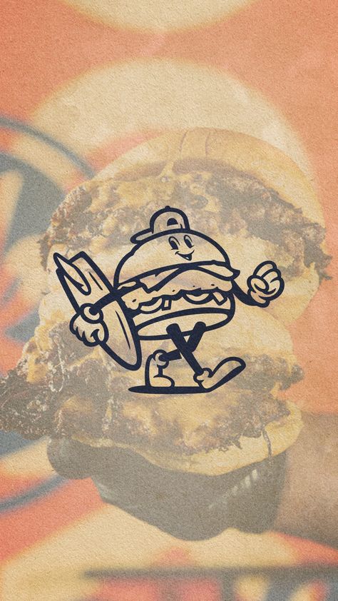 We crafted an identity system that is as lively and unique as Oklahoma’s burgers are delicious. The identity is equal parts classic and fun, reinforcing the heritage and simplicity of the concept. Our hand-lettered logo and cheeky characters give the brand a bit of ’newstalgia’. Logo Design. Custom Illustrations. Retro Logo. Food Illustrations. Menu Design. Apparel Design. Newstalgia. Restaurant Branding. Restaurant Logo. Restaurant Logo Design. Burger Branding. Hand Lettering. Signage. Neon. Burger Restaurant Branding, Bagel Cartoon, Restaurant Logo Design Ideas Simple, Burger Branding Design, Sandwich Logo, Diner Branding, Burger Branding, Fun Signage, Food Brand Logos