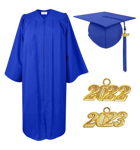 PRICES MAY VARY. 100% Polyester Zipper closure hand wash and dry clean is better 【Package Includes】Graduation Gown x 1 + Graduation Cap x 1 + Tassel x 1 + 2022 Year Charm x 1 【Product Information】graduation gown: matte polyester fabric, hidden zipper design; graduation cap: with elastic band, size range is 19"-23"，charm removeable 【Care Instructions】cap and gown 2022 fits hand wash; graduation cap cannot be washed since the cap made with thick cardboard 【Service provision】If you have any questio Design Graduation Cap, Graduation Hood, Graduation Uniform, Red Graduation Dress, Graduation Gown And Cap, Graduation Cap Tassel, Graduation Tassel, Graduation Cap And Gown, Graduation Gown