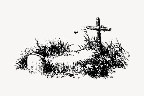 Grave illustration clipart vector. Free public domain CC0 image | free image by rawpixel.com Black And White Graveyard, Grave Illustration, Tattoo Graphic, Png Hd, Moving Image, Public Domain Images, Graveyard, Hd Photos, Public Domain