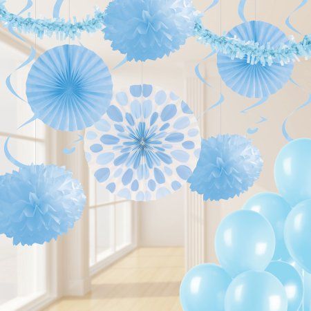 Pastel Blue Party Decorations Kit Tissue Garland, 90th Birthday Decorations, Balloon Arch Diy, Garland Paper, Gold Number Balloons, Blue Party Decorations, Pastel Blue Color, Quinceanera Themes, Diy Outdoor Decor