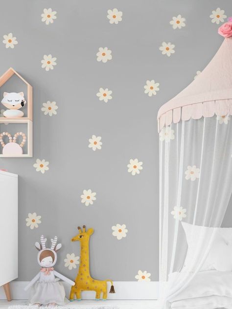 Daisy Flower 48 pcs Wall Decal Nursery Decor Daisy Wall Stickers, Daisy Baby Nursery, Flower Decals For Walls, Daisy Nursery Theme, Daisy Nursery, Wall Decal Nursery, Cool Kids Rooms, Kids Room Paint, Flower Bedroom