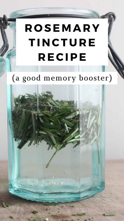 A blue green vintage glass bottle with fresh rosemary and alcohol in it. Rosemary Tincture, Medicinal Herbs Remedies, Tinctures Recipes, Natural Medicine Cabinet, Dried Rosemary, Herbal Medicine Recipes, Diy Herbal Remedies, Herbal Remedies Recipes, Medicinal Herbs Garden