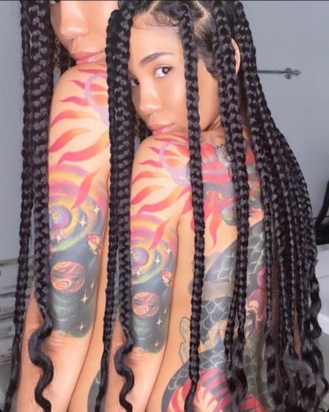 Jumbo Knotless, Braids Pictures, Small Box Braids, Long Box Braids, Protective Hairstyle, Jumbo Braids, Jhene Aiko, Box Braids Styling, Girls Hairstyles Braids