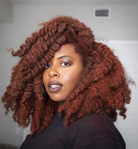 Curly Afro Hair Color Ideas, Rich Copper Hair Color On Black Women 4c, Auburn 4c Hair, Ginger Afro Black Women, Copper 4c Natural Hair, Auburn Natural Hair Black Women, Ginger 4c Hair, Ginger Afro, Copper Natural Hair