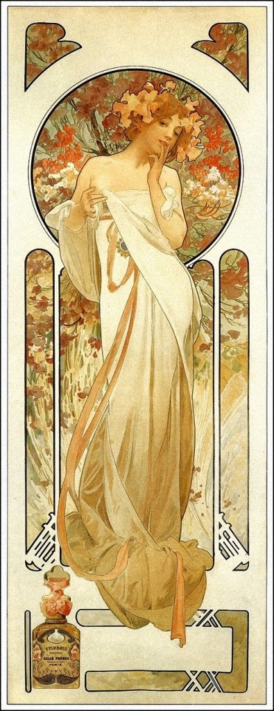 Alphonse Mucha | Sylvanis Essence - 1899. Alfons Maria Mucha, Art Nouveau Mucha, Poster Calendar, Illustration Art Nouveau, Alphonse Mucha Art, Design Art Nouveau, Mucha Art, Alfons Mucha, Art Nouveau Illustration