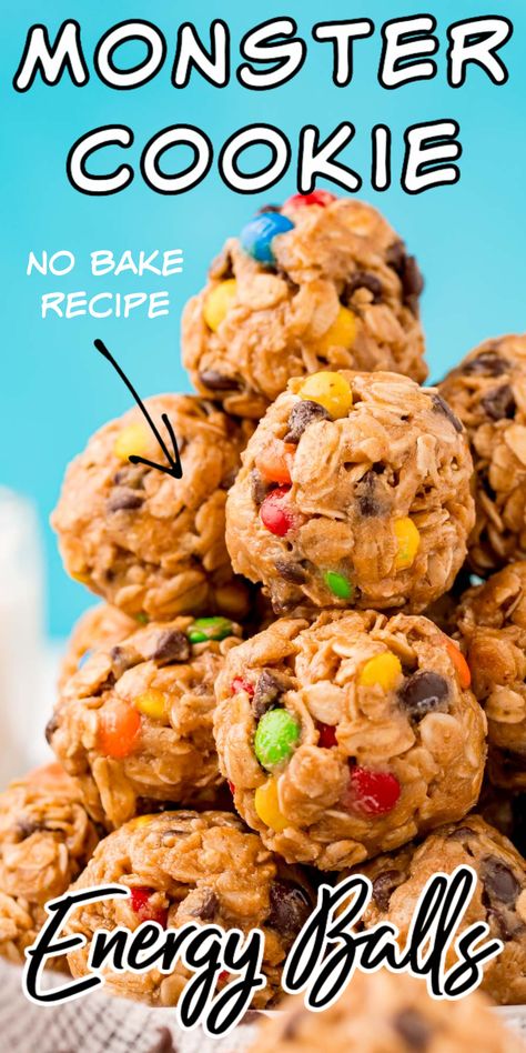 Monster Energy Bites, Monster Energy Balls, Monster Cookie Energy Balls, Bake Healthy, Snack Easy, Cookie Bites, Energy Ball Recipe, Peanut Butter Pumpkin, After School Snack