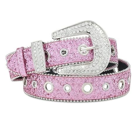 Kajeer Rhinestone Belt for Men Women, Vintage Cowgirl Sequin Diamond Bling Belts for Jeans (Pink, M: fits pants 34"- 39") at Amazon Women’s Clothing store Belts Y2k, Mens Belts Casual, Belt For Jeans, Bling Belts, Cowgirl Jeans, Pink Belt, Diamond Bling, Trashy Y2k, Belt For Men