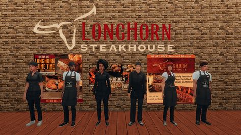 Steakhouse Uniform, Sims 4 Restaurant Uniform Cc, Longhorn Restaurant, Sims 4 Restaurant, Longhorn Steakhouse, Employee Uniform, Restaurant Uniforms, Outback Steakhouse, Work Uniform