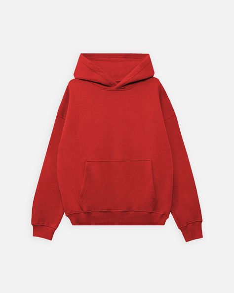 Drop Shoulder Hoodie - Red Sweat Rouge, Red Hoodie Outfit, Red Clothes, Big Hoodies, Random Outfits, Drop Shoulder Hoodie, Lululemon Hoodie, Plain Sweatshirt, Red Crewneck