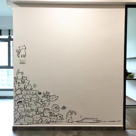 Doodle Wall, Wall Drawings, Wall Street Art, Wall Painting Decor, Wall Drawing, Wall Paint Designs, Cute Doodle Art, Mural Wall Art, Line Art Drawings