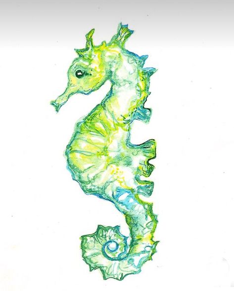 Watercolor Seahorse, Seahorse Drawing, Seahorse Wall Art, Ocean Art Painting, Ear Tattoo Ideas, Seahorse Art, Underwater Art, Watercolor Ocean, Dragonfly Art