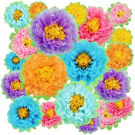 Fiesta Paper Flowers, Paper Flowers Tissue, Hispanic Heritage Month Crafts, Mexican Paper Flowers, Diy Frühling, Tissue Flowers, Tissue Pom Poms, Fiesta Theme Party, Fiesta Theme